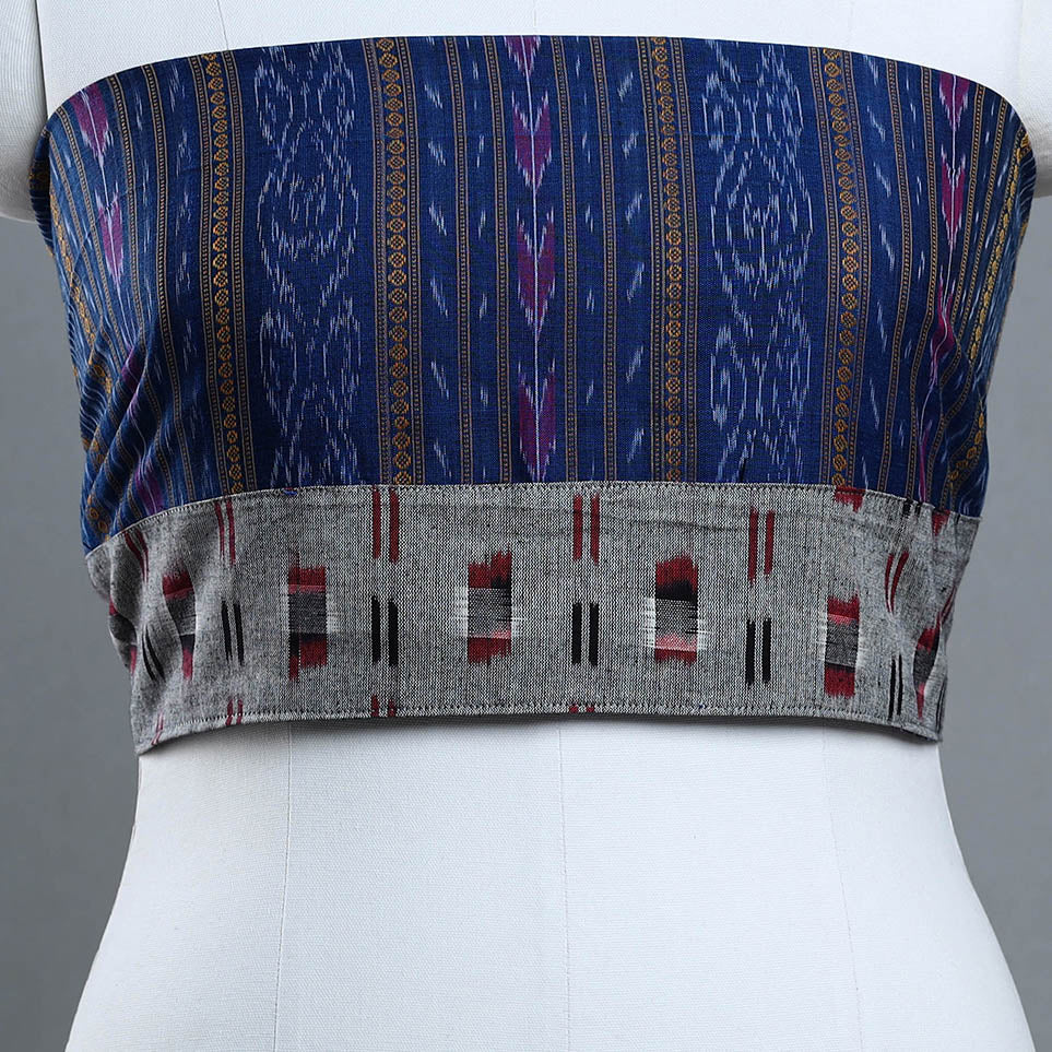 Blue - Handmade Cotton Sambalpuri Ikat Blouse Piece 01