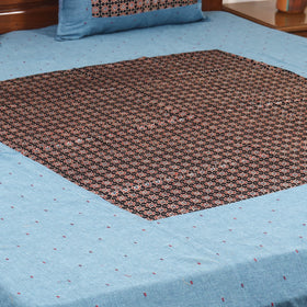 Blue - jacquard with modal silk patch cotton bedsheet set