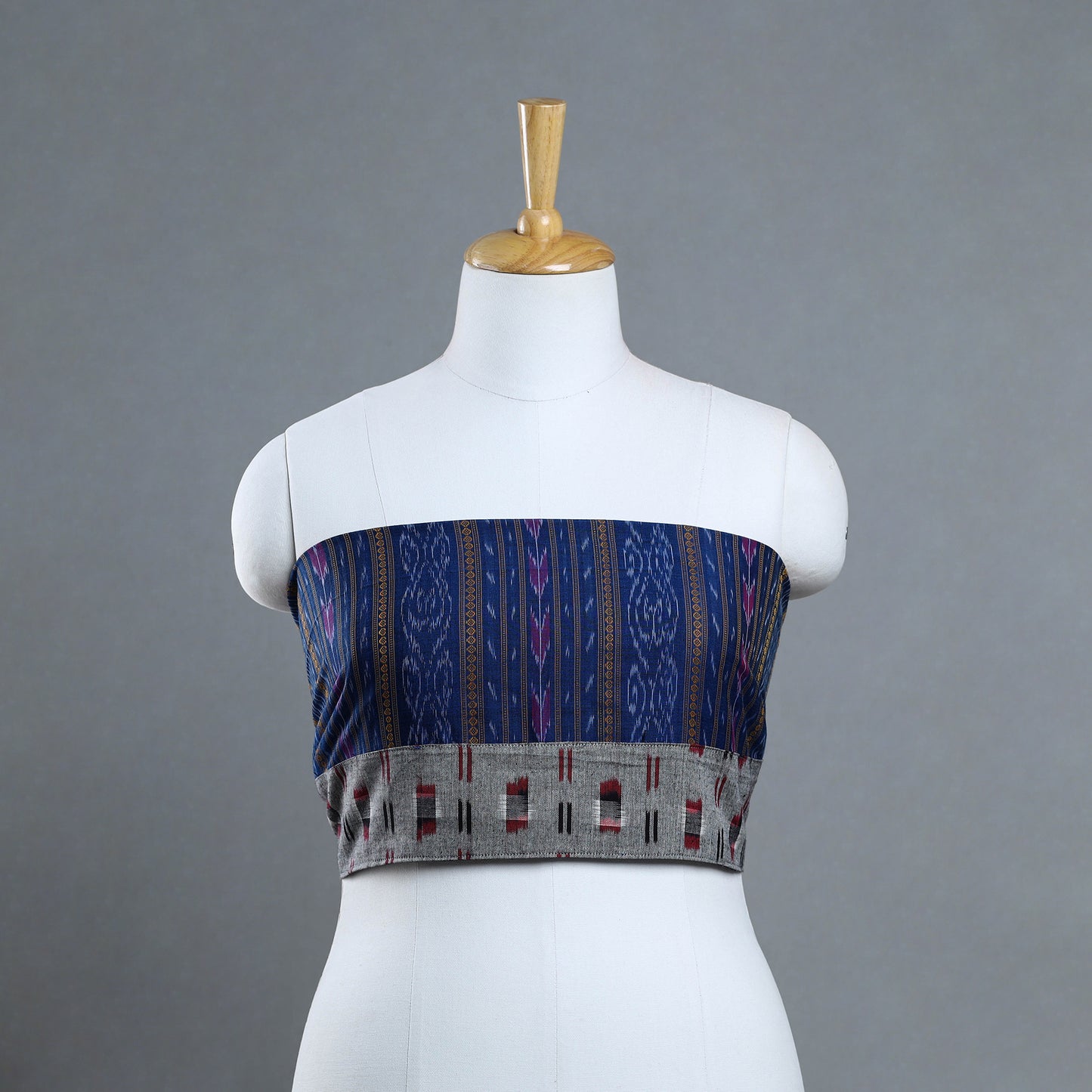 Blue - Handmade Cotton Sambalpuri Ikat Blouse Piece 01