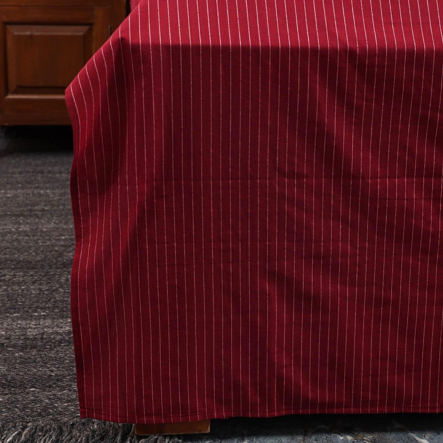 Red Jacquard with Ajrakh Modal Silk Patch Cotton Bedsheet Set