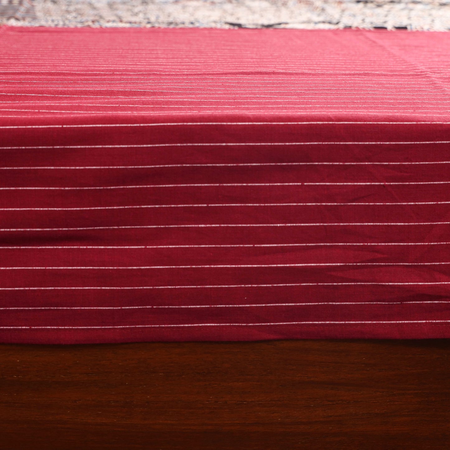 Red Jacquard with Ajrakh Modal Silk Patch Cotton Bedsheet Set