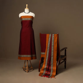 Maroon - 3pc cotton unstitched dharwad dress material