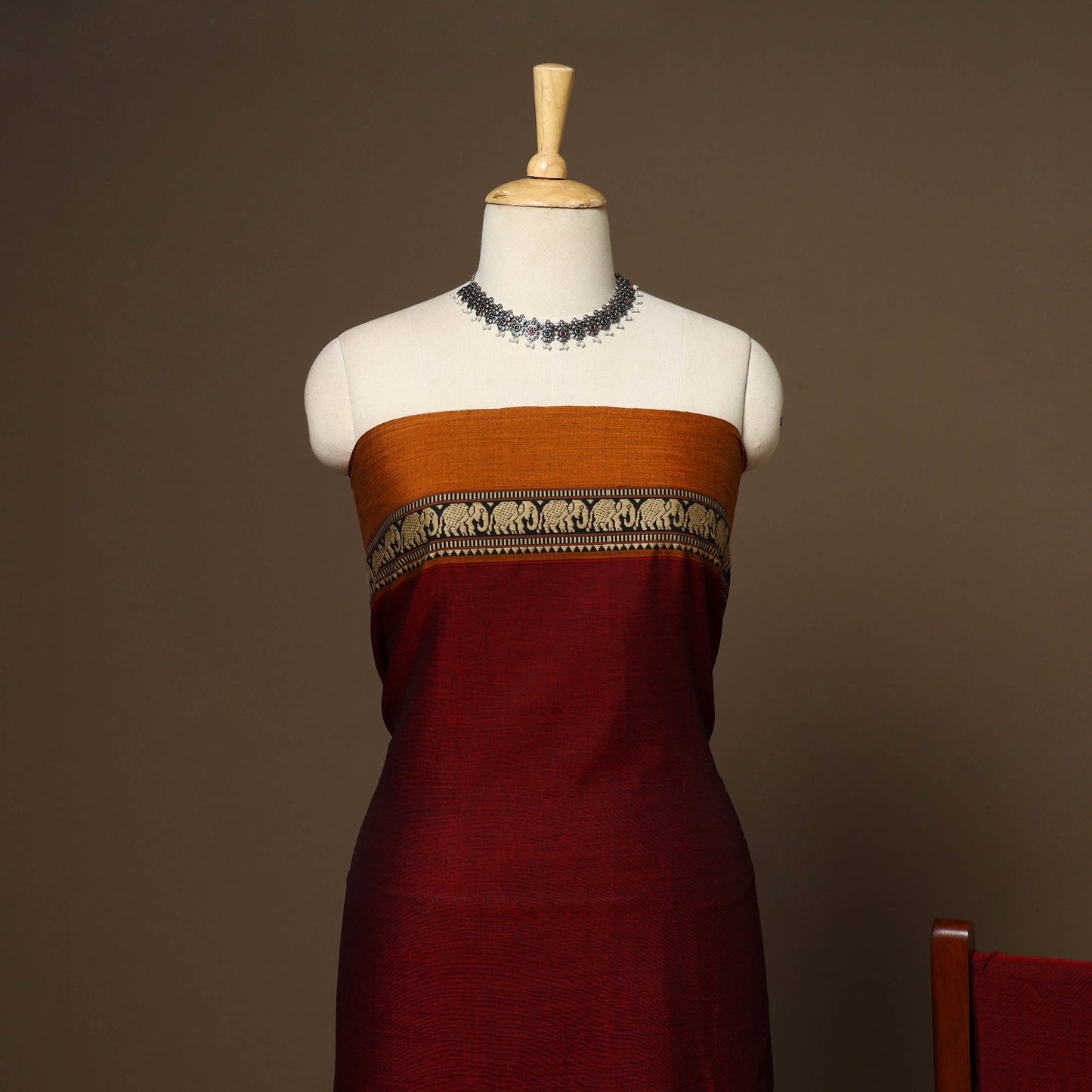 Maroon - 3pc cotton unstitched dharwad dress material