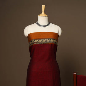 Maroon - 3pc cotton unstitched dharwad dress material