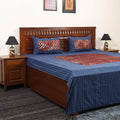 Blue - jacquard with modal silk patch cotton bedsheet set