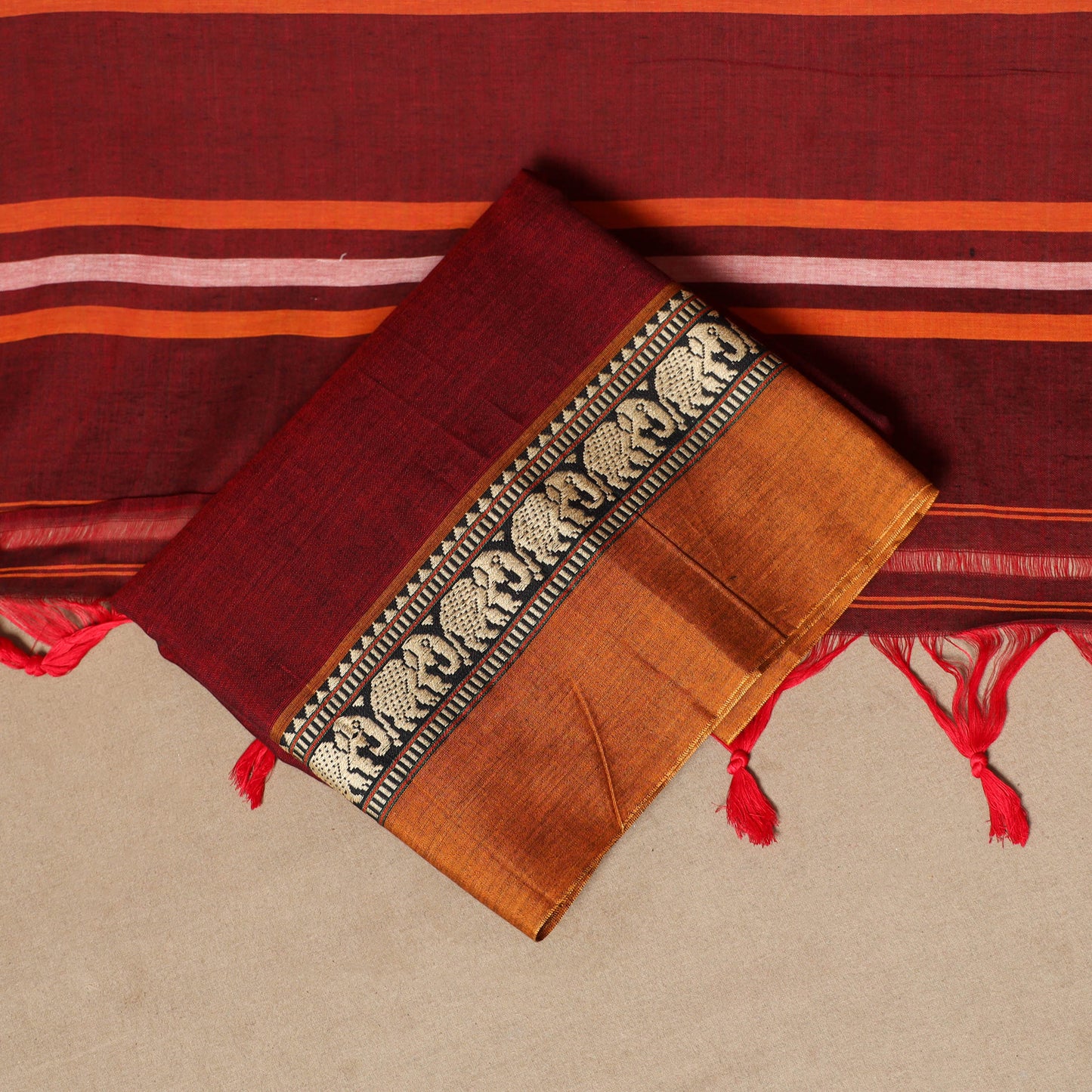 Maroon - 3pc cotton unstitched dharwad dress material