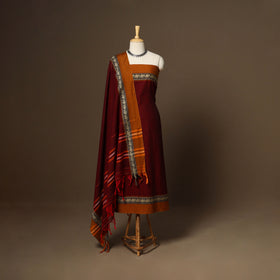 Maroon - 3pc cotton unstitched dharwad dress material