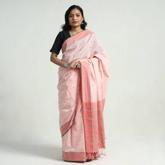 Pink - Mangalagiri Handloom Cotton Thread Buti Saree