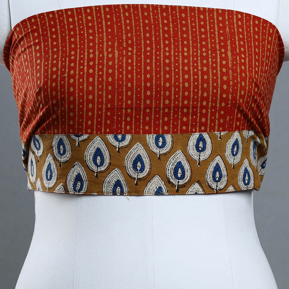 Orange - Block Printed Cotton Pipad Blouse Piece 09