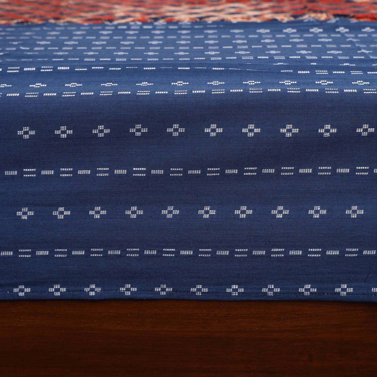 Blue - jacquard with modal silk patch cotton bedsheet set