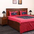 Red - jacquard with modal silk patch cotton bedsheet set 12