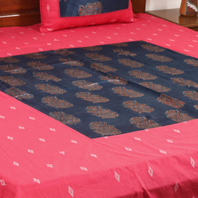 Red - jacquard with modal silk patch cotton bedsheet set 12