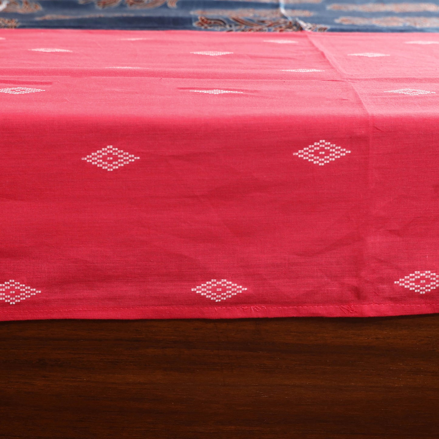 Red - jacquard with modal silk patch cotton bedsheet set 12