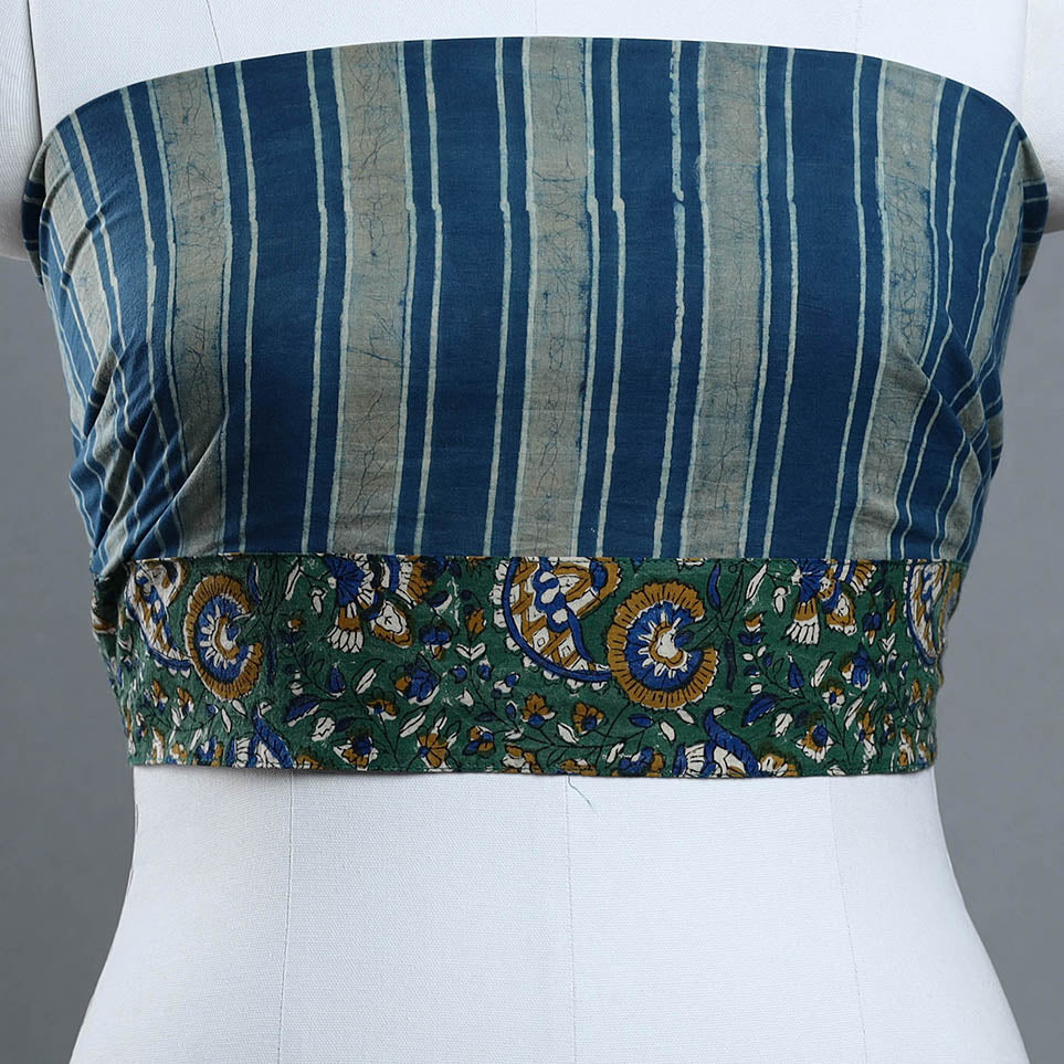 Blue - Block Printed Cotton Akola Blouse Piece 14