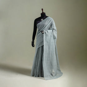 Grey - Nazaakat Kota Doria Cotton Plain Saree with Blouse & Jewellery Set 102