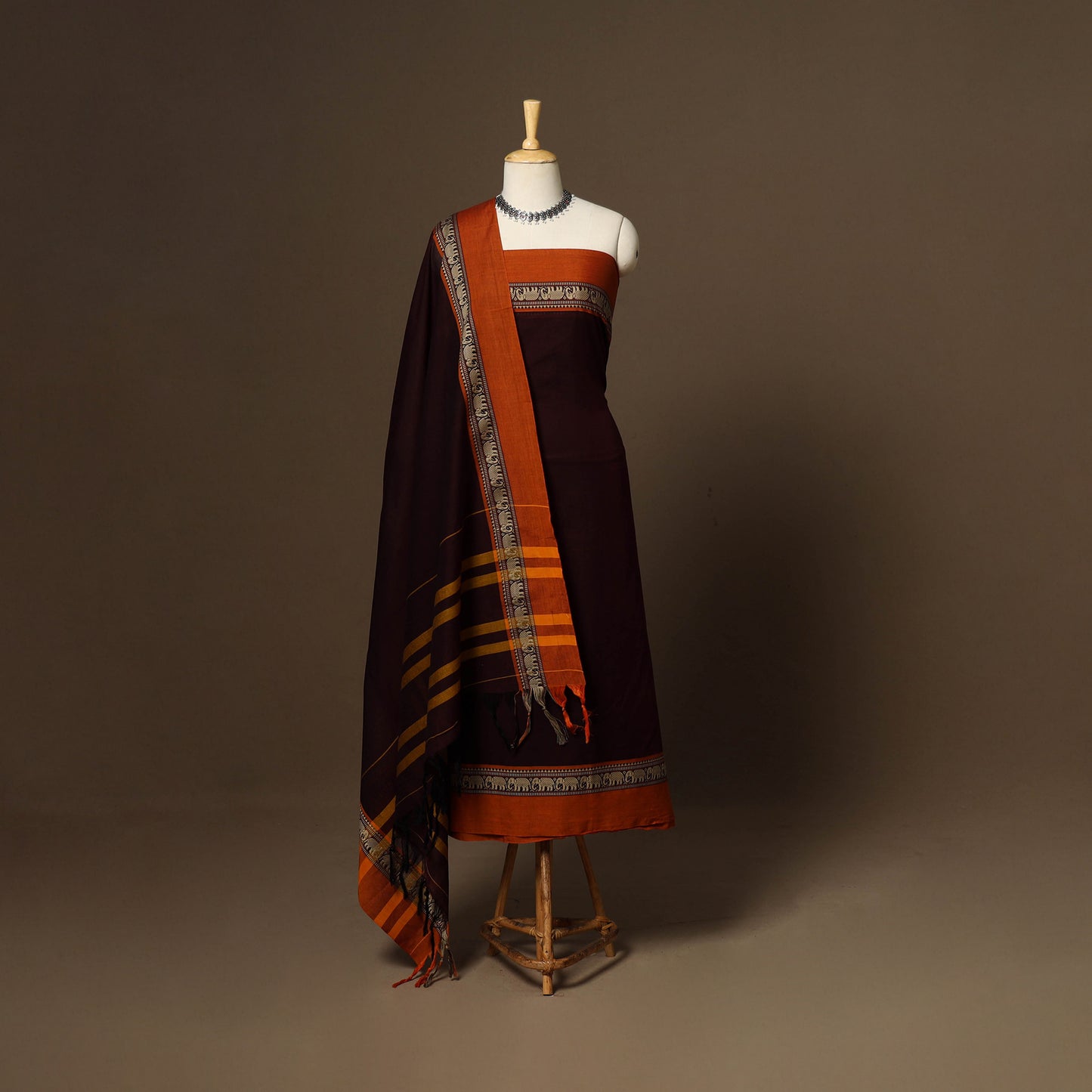 Maroon - 3pc cotton unstitched dharwad dress material