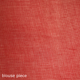 Red - Nazaakat Kota Doria Cotton Plain Saree with Blouse & Jewellery Set 103