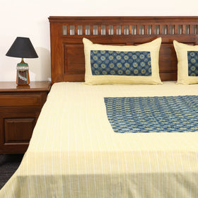 Yellow - jacquard with modal silk patch cotton bedsheet set