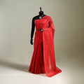Red - Nazaakat Kota Doria Cotton Plain Saree with Blouse & Jewellery Set 104