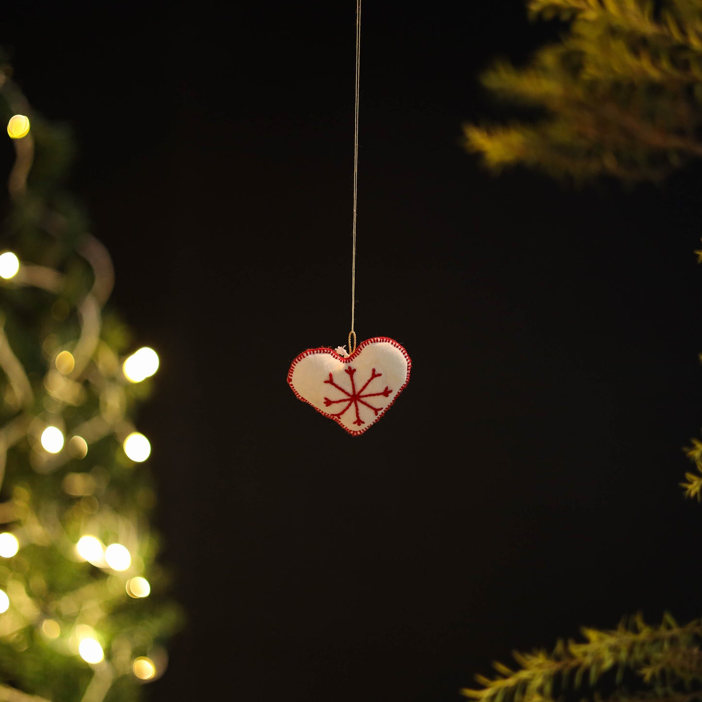 Snow Heart - Handmade Threadwork Stuffed Christmas Ornament 06