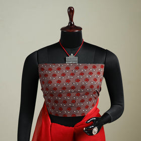 Red - Nazaakat Kota Doria Cotton Plain Saree with Blouse & Jewellery Set 105