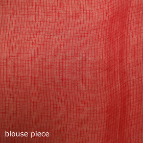 Red - Nazaakat Kota Doria Cotton Plain Saree with Blouse & Jewellery Set 105
