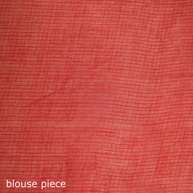 Red - Nazaakat Kota Doria Cotton Plain Saree with Blouse & Jewellery Set 106