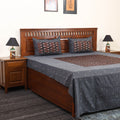 Grey - jacquard with modal silk patch cotton bedsheet set