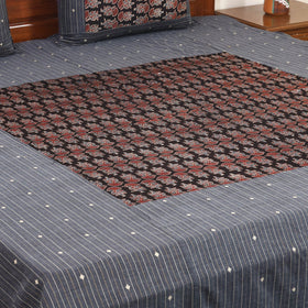 Grey - jacquard with modal silk patch cotton bedsheet set