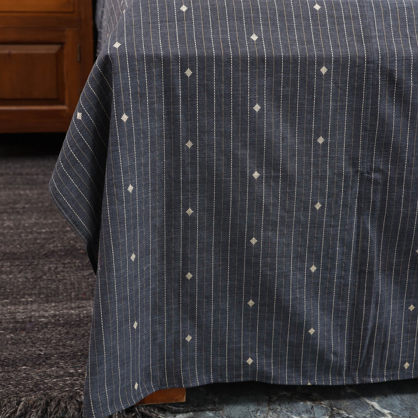 Grey - jacquard with modal silk patch cotton bedsheet set