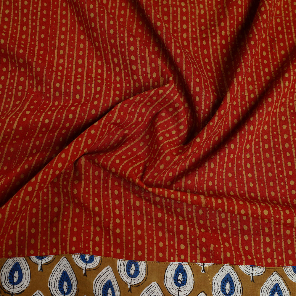 Orange - Block Printed Cotton Pipad Blouse Piece 09