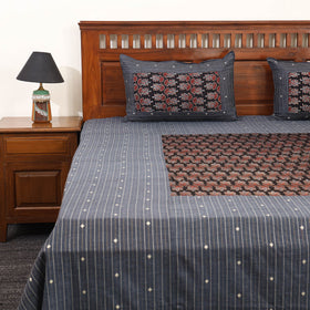 Grey - jacquard with modal silk patch cotton bedsheet set