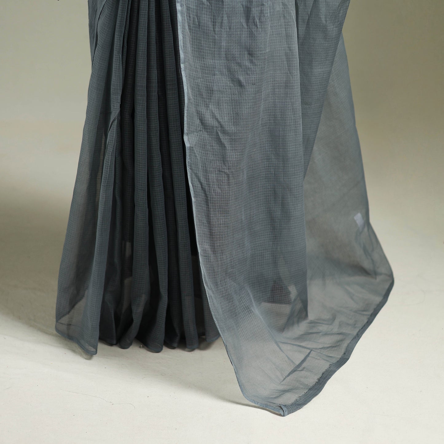 Grey - Nazaakat Kota Doria Cotton Plain Saree with Blouse & Jewellery Set 108