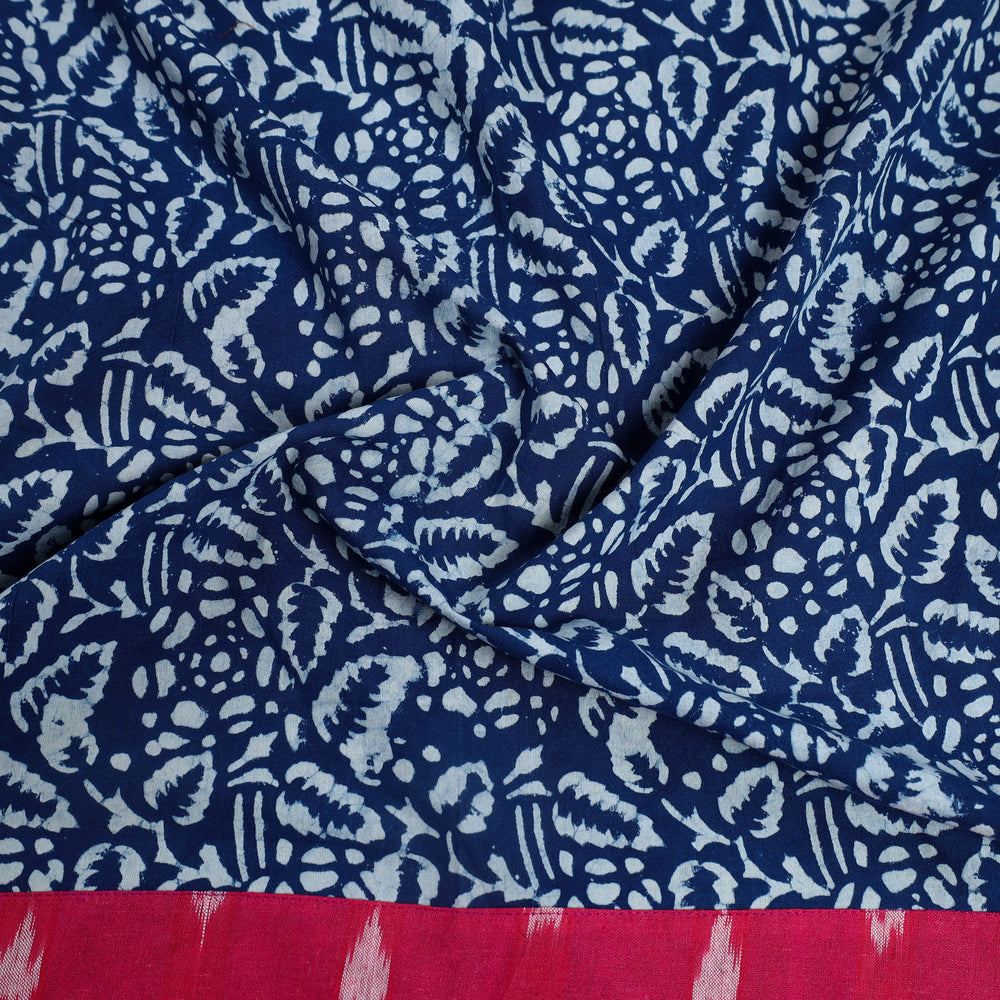 Blue - Hand Printed Cotton Batik Blouse Piece 07