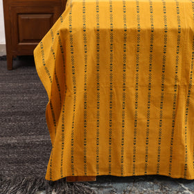 Yellow Jacquard with Ajrakh Modal Silk Patch Cotton Bedsheet Set