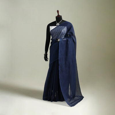 Blue - Nazaakat Kota Doria Cotton Plain Saree with Blouse & Jewellery Set 110