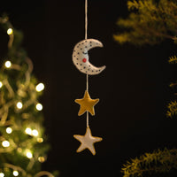 Moon & Star - Handmade Threadwork Stuffed Christmas Ornament 17