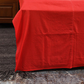 Red Running Stitch with Ajrakh Modal Silk Patch Cotton Bedsheet Set