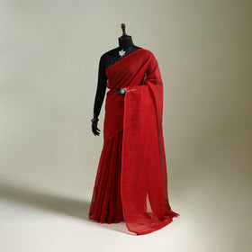 Red - Nazaakat Kota Doria Cotton Plain Saree with Blouse & Jewellery Set 112