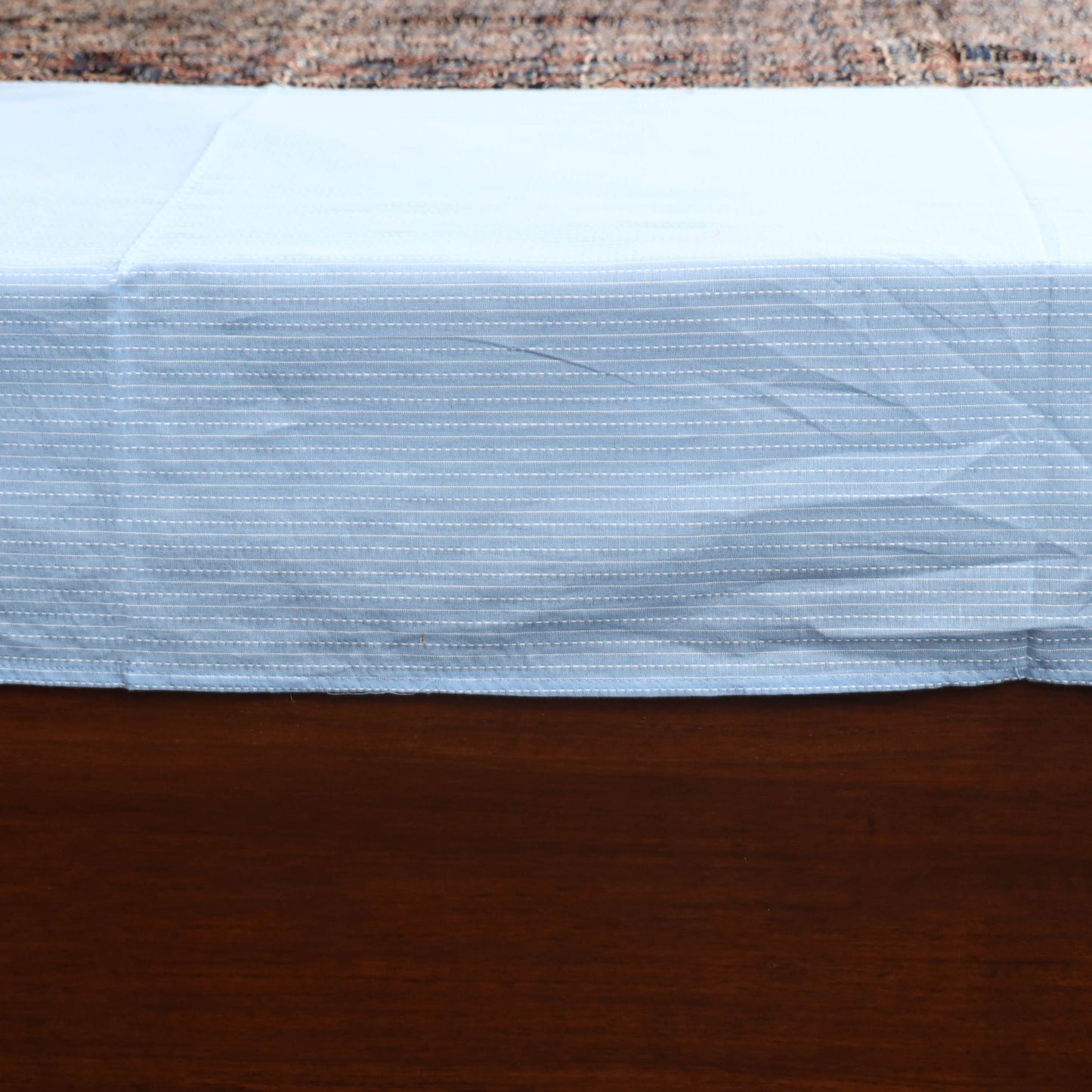 Blue - running stitch with modal silk patch cotton bedsheet