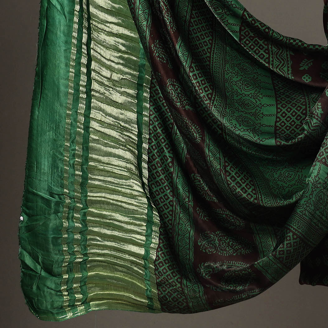 Green - 3pc Modal Silk Bagh Print Suit Material 04