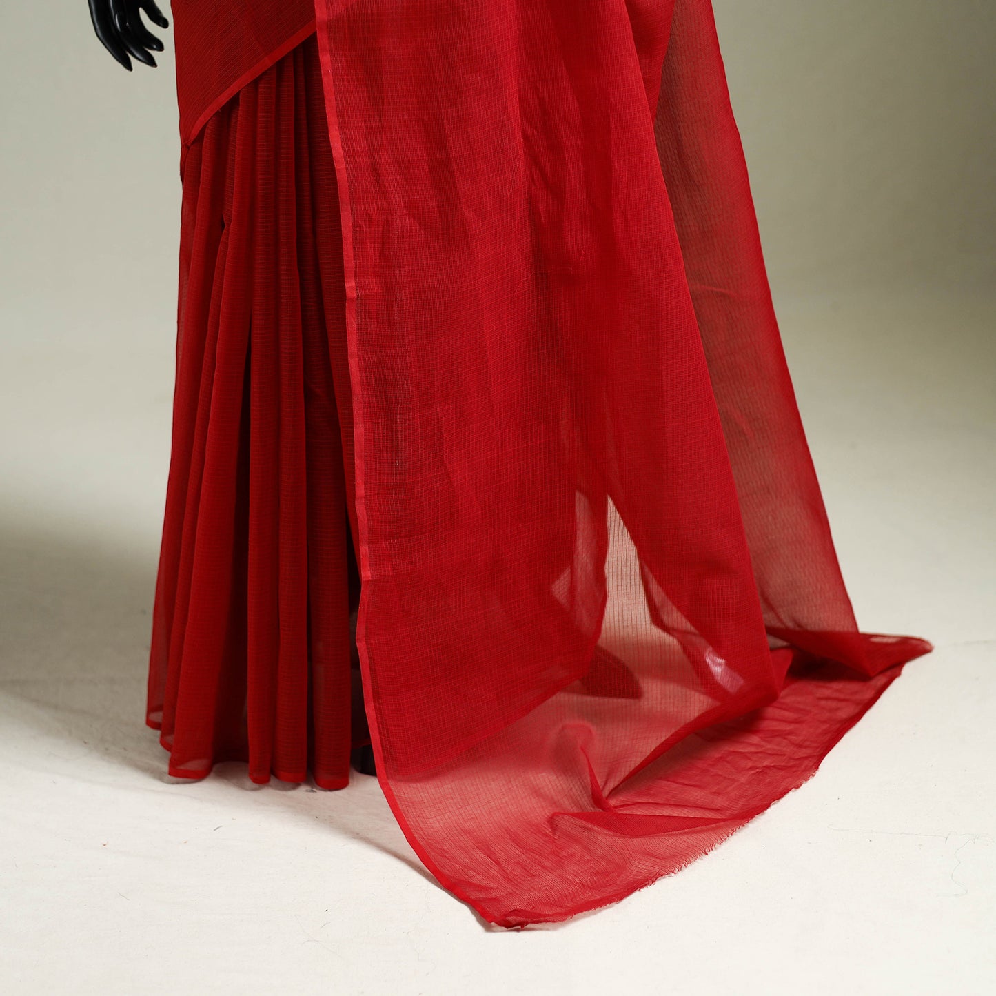 Red - Nazaakat Kota Doria Cotton Plain Saree with Blouse & Jewellery Set 114