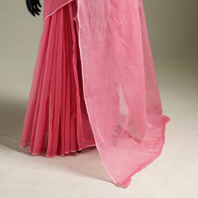 Pink - Nazaakat Kota Doria Cotton Plain Saree with Blouse & Jewellery Set 115