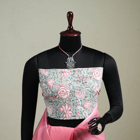 Pink - Nazaakat Kota Doria Cotton Plain Saree with Blouse & Jewellery Set 115