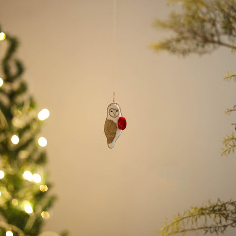 Owl - Handmade Threadwork Stuffed Christmas Ornament 11