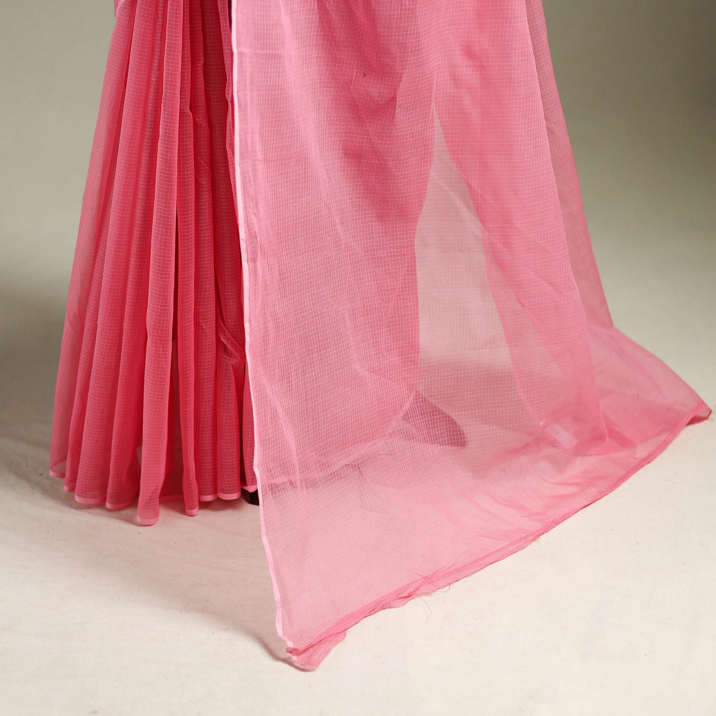 Pink - Nazaakat Kota Doria Cotton Plain Saree with Blouse & Jewellery Set 116