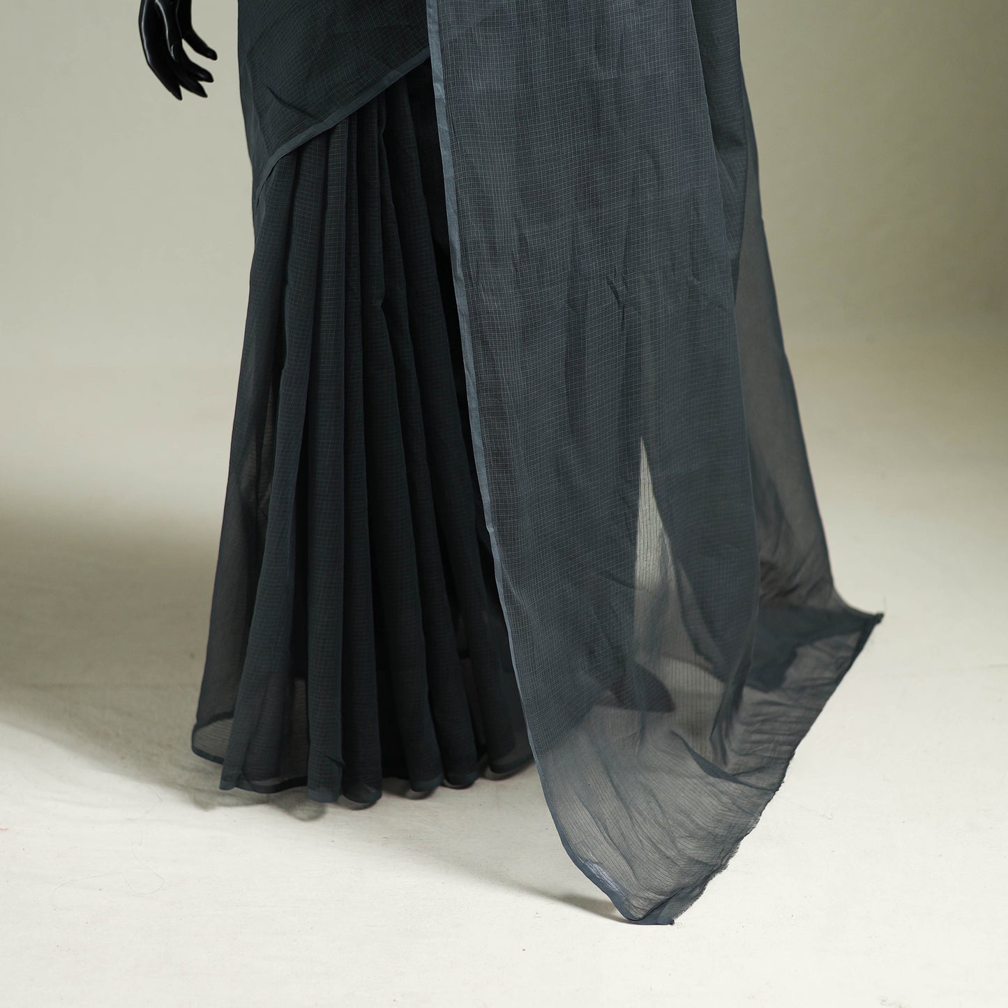 Grey - Nazaakat Kota Doria Cotton Plain Saree with Blouse & Jewellery Set 118
