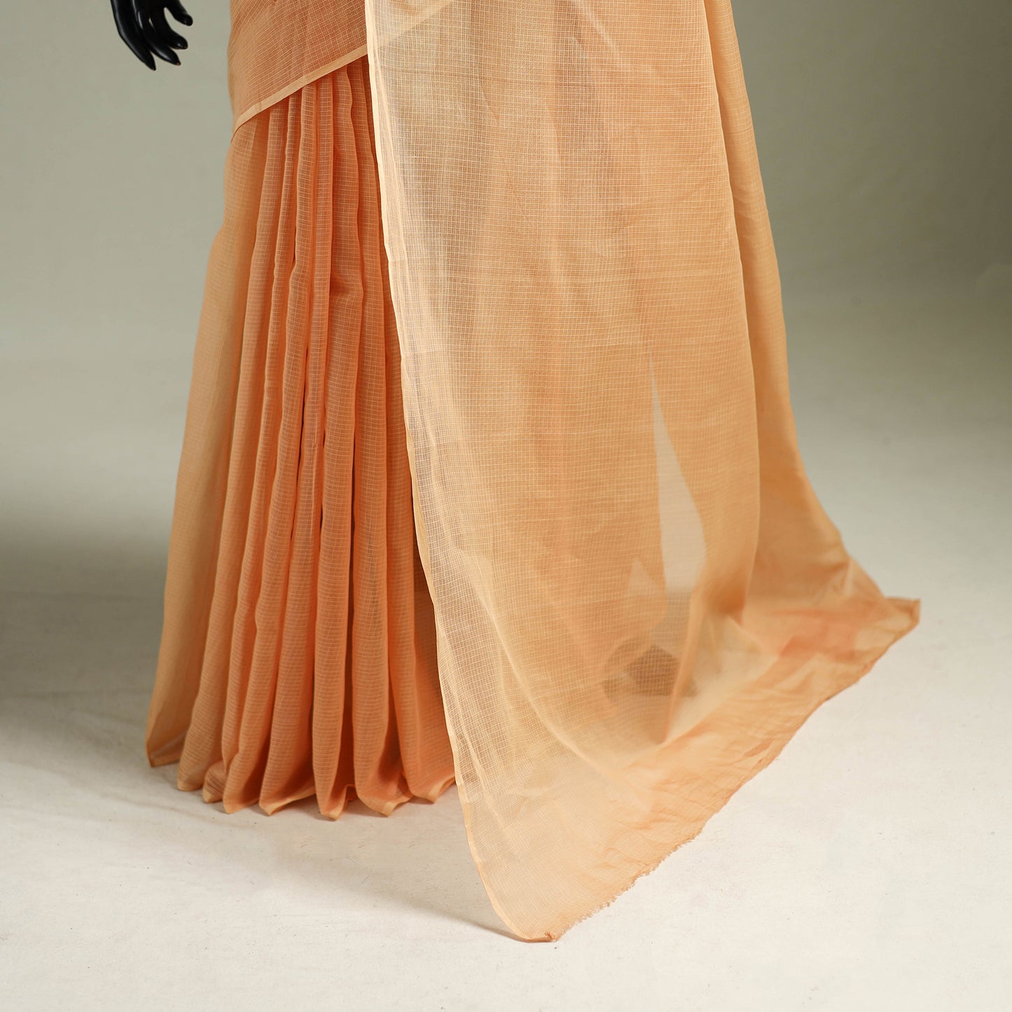 Peach - Nazaakat Kota Doria Cotton Plain Saree with Blouse & Jewellery Set 119