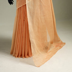 Peach - Nazaakat Kota Doria Cotton Plain Saree with Blouse & Jewellery Set 119