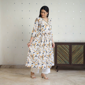 Buy White Sanganeri Print Kurta for Women